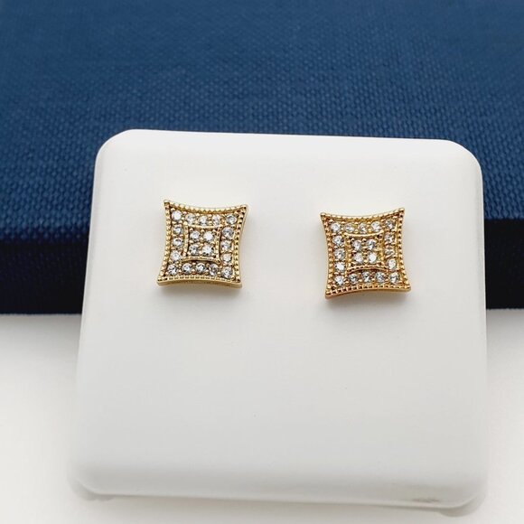 "14K Gold Plated Cubic Zircon Earrings, INUS1BR112 - Picture 10 of 10